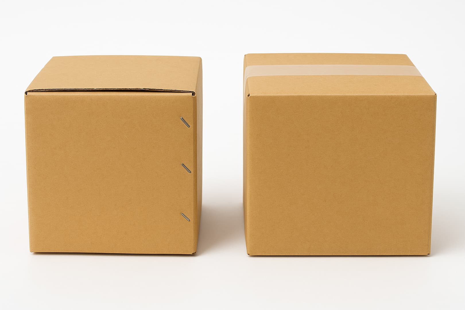 Ảnh: thùng carton ghim và thùng carton dán keo